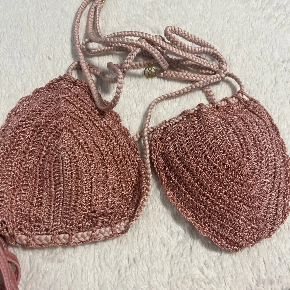 DOB Bacha Coral Bikini Peach Pink Rose Coral Size Large - Picture 2 of 7